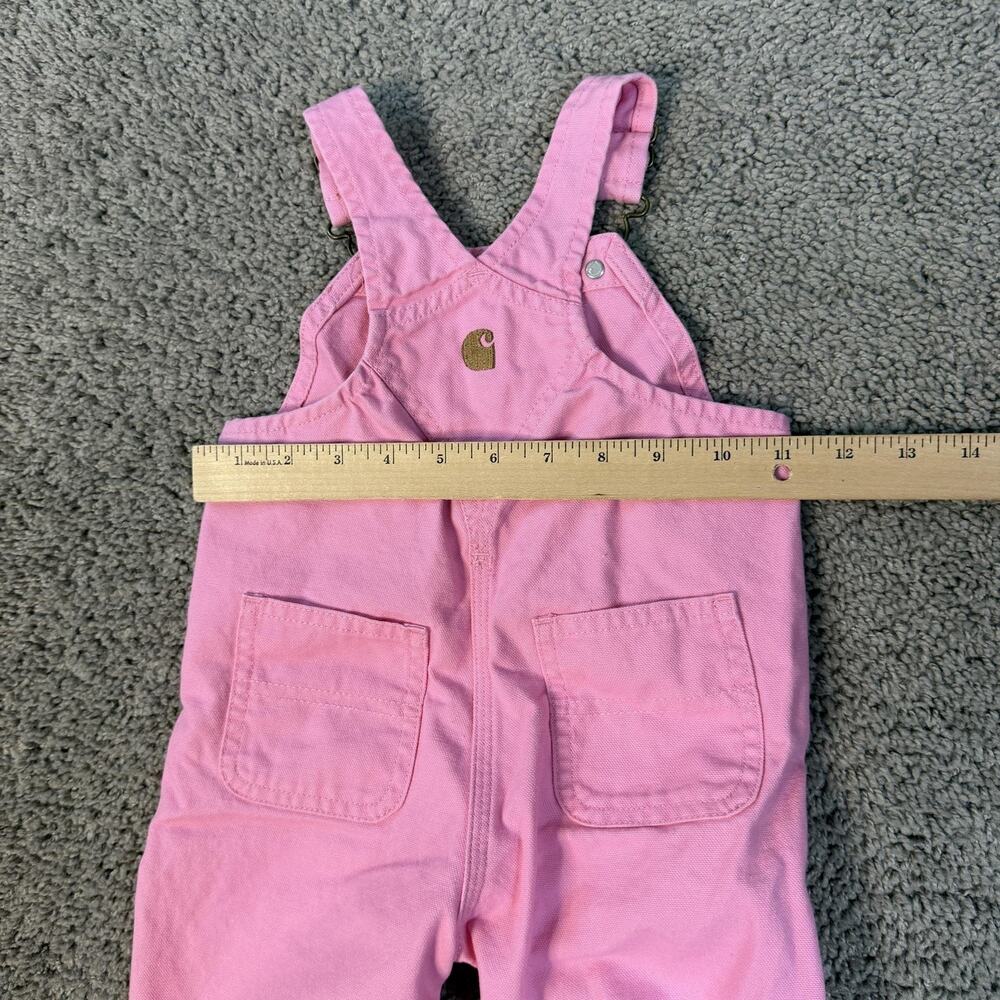 Carhartt Overall Girls 9-12 Months Pink Adjustable Canvas Buckle One-Piece - Picture 8 of 9